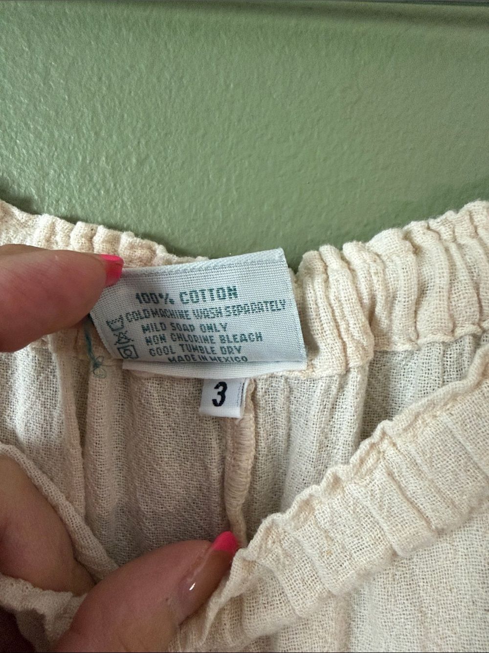 Oh My Gauze 100% Cotton Ivory Off White Pull On Flowy Cropped Pants Sz 3 XXL - Picture 5 of 7